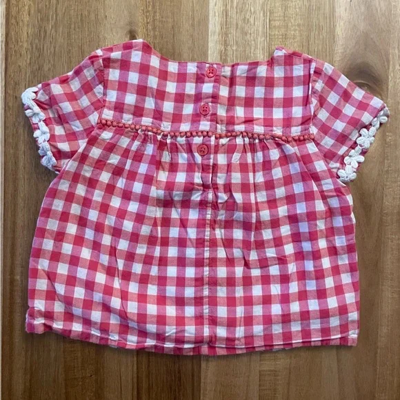 Mini Boden Red Pink White Gingham Top 3Y-4Y - Picture 3 of 3